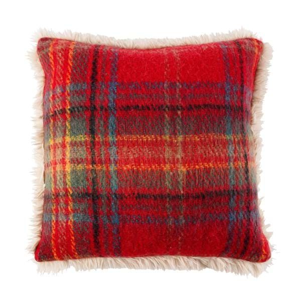 CUSCINO TARTAN CON ECO PELLICCIA