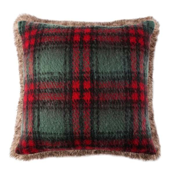 CUSCINO TARTAN CON ECO PELLICCIA